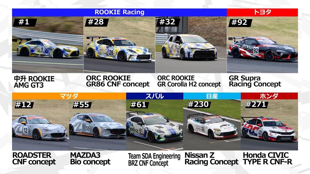 「GRCorollaH2concept」が走る「ST-Q」クラスは、「NissanZNISMORacingConcept」（ニッサン）、「TeamSDAEngineeringBRZCNFConcept」（スバル）、ROADSTERCNFconcept（マツダ）など、クルマの未来を見据えた開発中車両も参戦